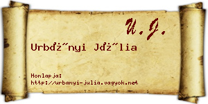 Urbányi Júlia névjegykártya