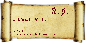 Urbányi Júlia névjegykártya